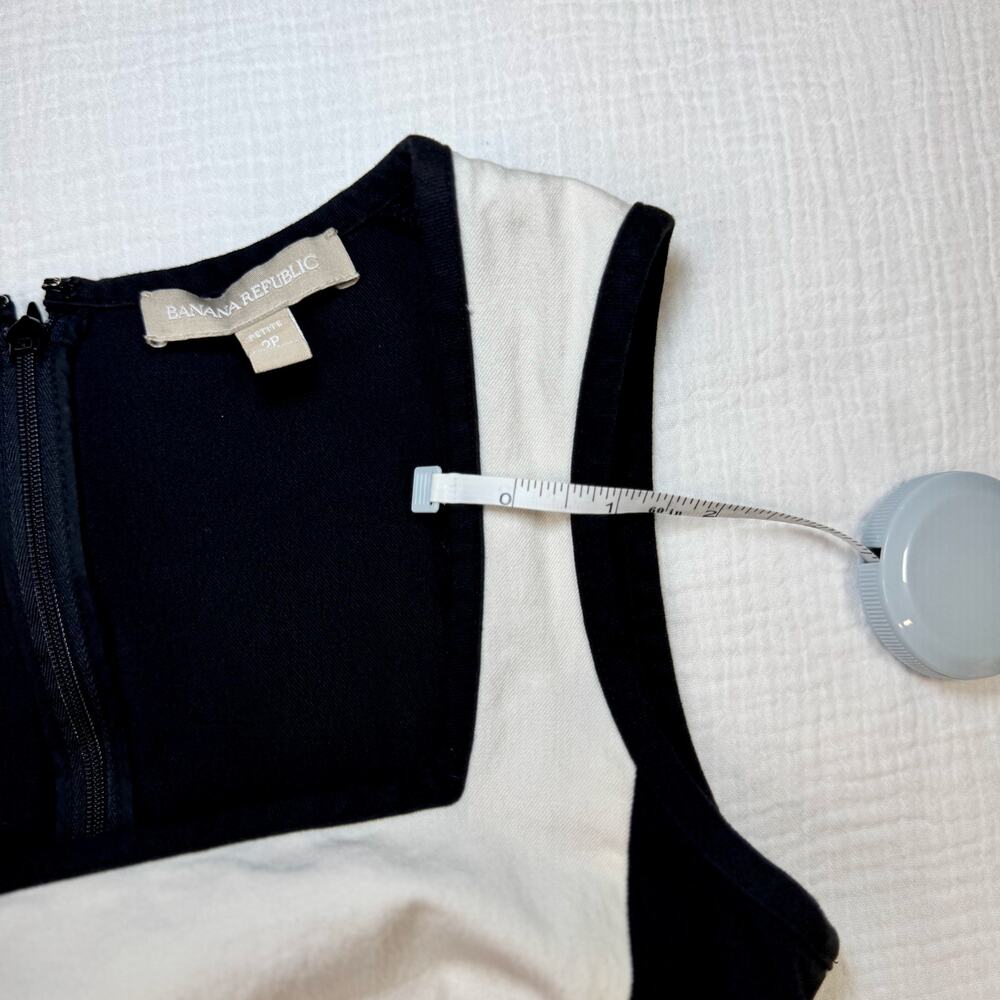 Banana Republic Sloan Colorblock Dress Black Cream Women’s 2P Petite Officewear - Picture 10 of 16